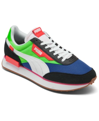 Shop Puma Men's Future Rider Play On Running Sneakers From Finish Line In Black/multi Color