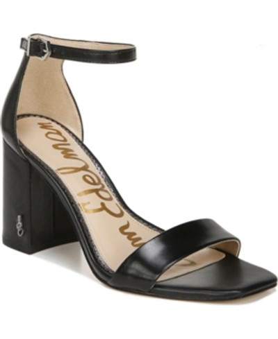 Shop Sam Edelman Women's Daniella Two-piece Block-heel Sandals Women's Shoes In Black Leather