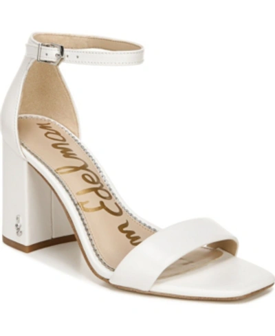 Shop Sam Edelman Women's Daniella Two-piece Block-heel Sandals In White Leather