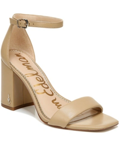 Shop Sam Edelman Women's Daniella Two-piece Block-heel Sandals In Nude Leather