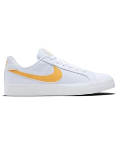 Shop Nike Women's Court Royale Ac Casual Sneakers From Finish Line In White, Topaz Gold