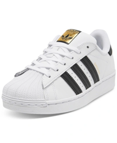 Shop Adidas Originals Adidas Little Boys Superstar Casual Sneakers From Finish Line In Feather White, Core Black