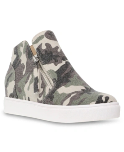 Shop Steve Madden Women's Caliber Wedge Sneakers In Green Camo