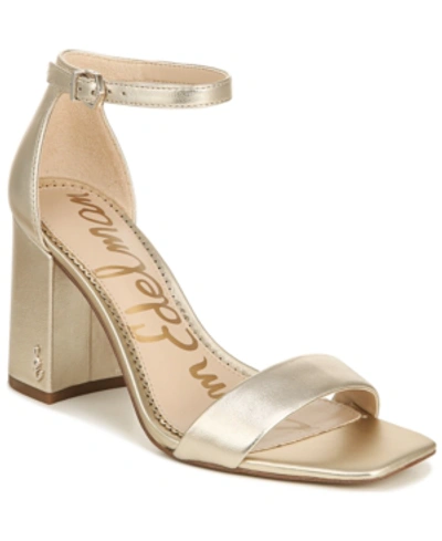 Shop Sam Edelman Women's Daniella Two-piece Block-heel Sandals In Molten Gold Soft Metallic