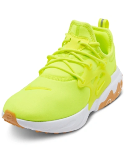 Shop Nike Men's React Presto Running Sneakers From Finish Line In Volt/volt