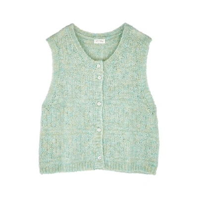 Shop American Vintage Dolsea Green Sleeveless Mohair-blend Cardigan In Light Green