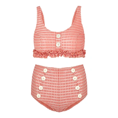 Shop Lisa Marie Fernandez Colby Pink Jacquard Bikini
