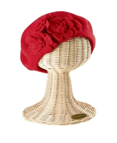 Shop San Diego Hat Company Wool Beret With Flowers In Red