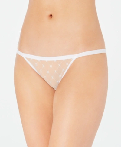 Shop Dkny Monogram Mesh String Bikini Underwear Dk5030 In Poplin White