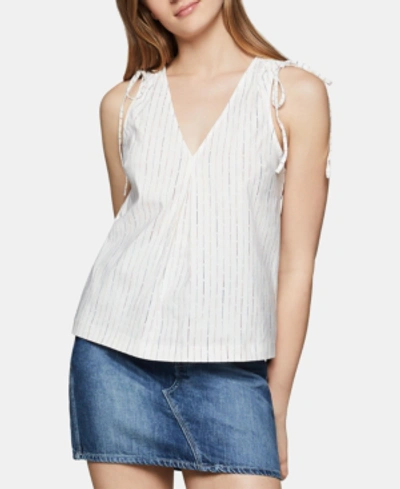 Shop Bcbgeneration Striped Drawstring-shoulder Top In Jasper