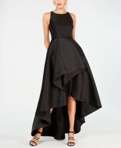 Shop Adrianna Papell High-low Mikado Gown, Regular & Petite Sizes In Black