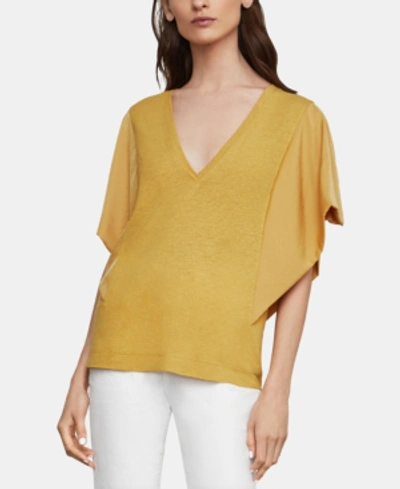 Shop Bcbgmaxazria Draped-sleeve Knit Top In Golden Yellow