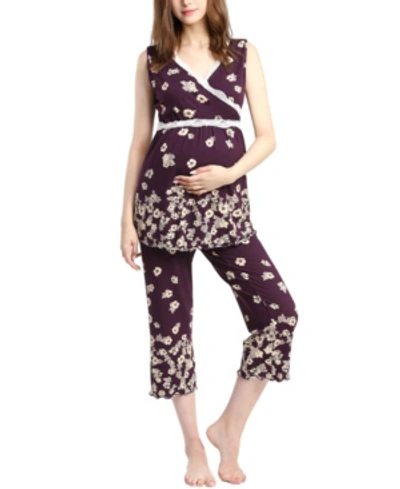 Shop Kimi & Kai Loren Maternity Nursing Pajama Set In Blush