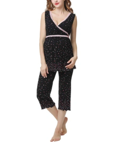 Shop Kimi & Kai Joy Maternity Nursing Pajama Set In Black