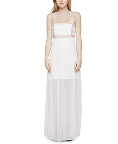 Shop Bcbgeneration Embroidered Chiffon Maxi Dress In Passion