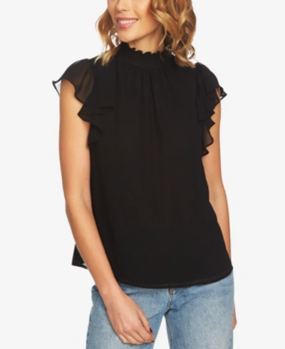 Shop 1.state Flutter-sleeve Solid Top In Rich Black