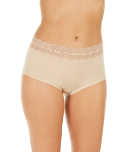 Shop Calvin Klein Women's Lace Trim Hipster Underwear Qd3781 In Med Beige