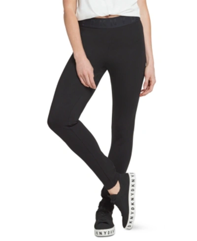 Shop Dkny Logo Waistband Compression Ponte Legging In Black