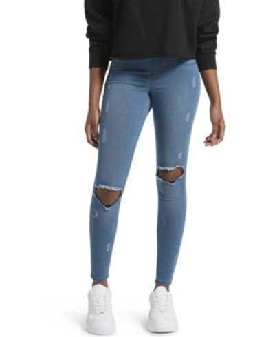 Shop Kendall + Kylie Ripped Denim Leggings In Faded Wash