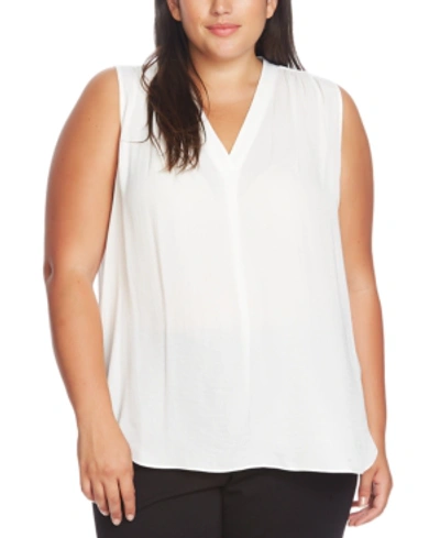 Shop Vince Camuto Plus Size V-neck Sleeveless Blouse In New Ivory