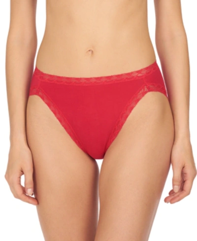 Shop Natori Bliss Lace-trim Cotton French-cut Brief Underwear 152058 In Stoplight