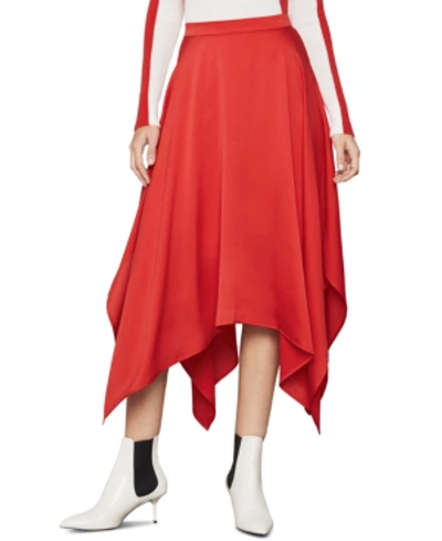 Shop Bcbgmaxazria Handkerchief-hem Midi Skirt In Rosso