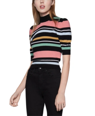 Shop Bcbgeneration Striped Puff-shoulder Sweater In Multi