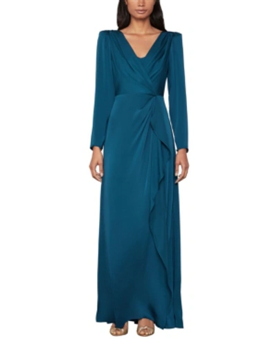 Shop Bcbgmaxazria Wrap-effect Dress In Poseidon