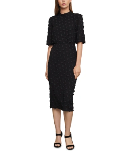 Shop Bcbgmaxazria Jacquard-embroidered Midi Dress In Black
