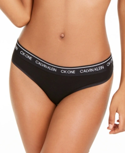 Shop Calvin Klein Ck One Cotton Thong Underwear Qf5733 In Black