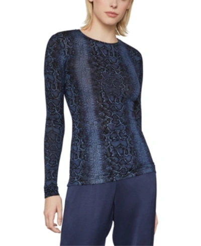 Shop Bcbgmaxazria Snake-embossed Top In Pacific Blue-pytho