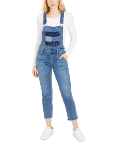 Shop Tommy Jeans Logo Denim Overalls In Boundary