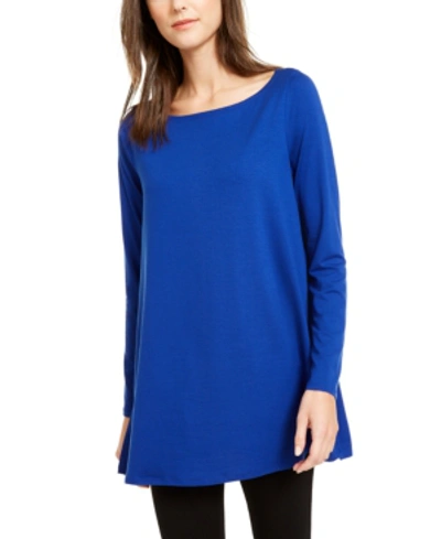 Shop Eileen Fisher Bateau-neck Tunic Top, Created For Macy's In Royal