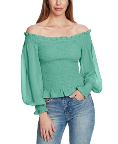 Shop 1.state Smocked Off-the-shoulder Top In Fresh Grass