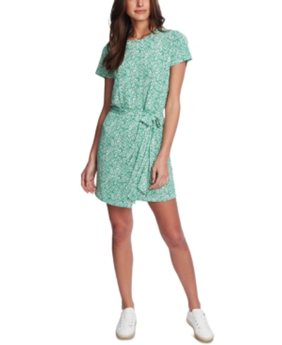 Shop 1.state Folk Silhouette Floral-print Short Dress In Fresh Grass