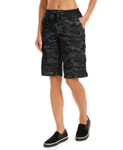 Shop Calvin Klein Performance Camo Convertible Cargo Bermuda Shorts In Black