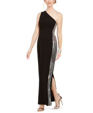 vince camuto one shoulder gown