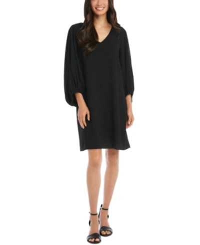 Shop Karen Kane Blouson-sleeve Shift Dress In Black