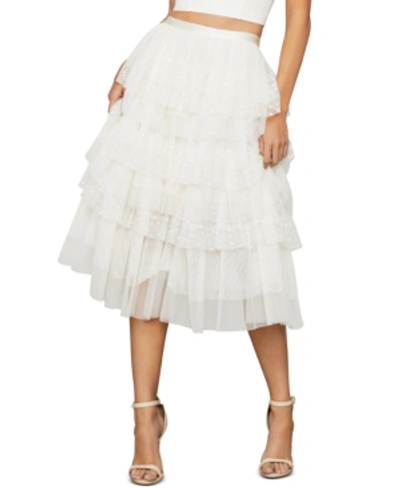 Shop Bcbgmaxazria Tiered Tulle Skirt In Gardenia