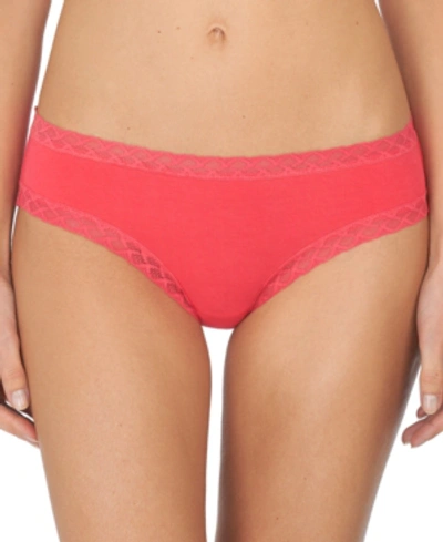 Shop Natori Bliss Lace-trim Cotton Brief Underwear 156058 In Hot Tamale