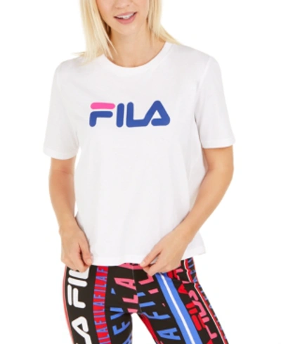 Shop Fila Miss Eagle Cotton T-shirt In White/mage Pink