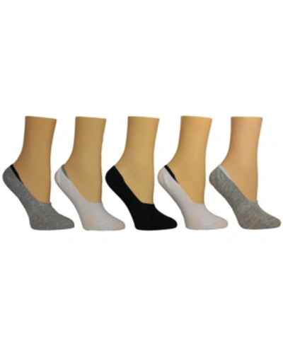 Shop Steve Madden Women's Solid Foot Liner Socks, Pack Of 5 In Gray, White