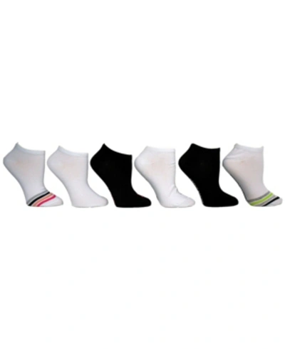 Shop Steve Madden Women's Star Stripe Low Cut Socks, Pack Of 6 In Black, White