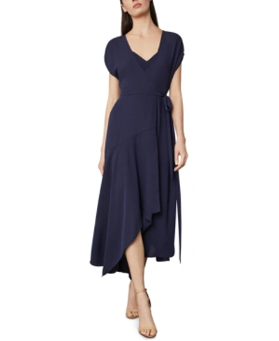 Shop Bcbgmaxazria Asymmetric-hem Wrap Dress In Pacific Blue