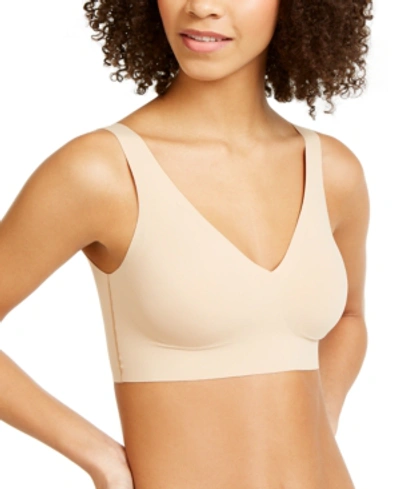 Shop Calvin Klein Women's Invisibles Comfort Plunge Push-up Bralette Qf5785 In Bare
