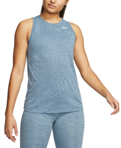 Shop Nike Women's Dri-fit Training Tank Top In Valerian Blue/htr/white