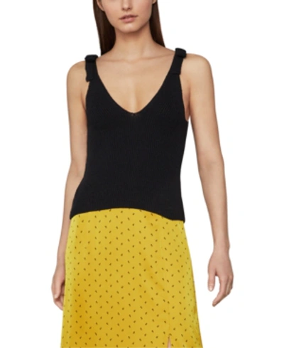 Shop Bcbgmaxazria Tie-strap Sweater Tank Top In Black