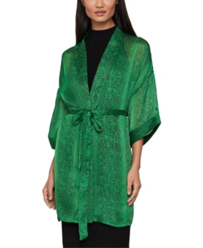 Shop Bcbgmaxazria Snake-embossed Kimono In Vibrant Green-pyth
