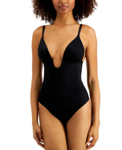 Shop Spanx Suit Your Fancy Plunge Low-back Thong Bodysuit 10206r In Very Black