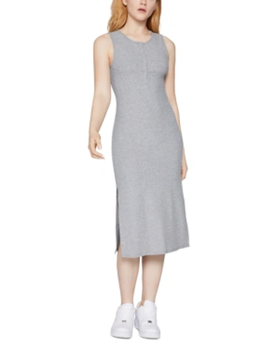 Shop Bcbgeneration Ribbed Tank Henley Dress In Gray
